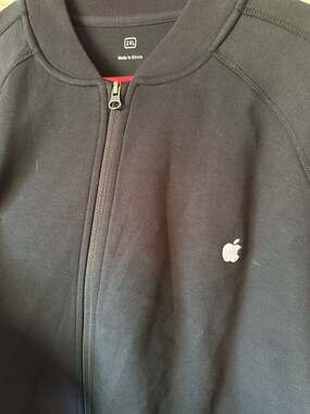 Apple Employee Corporate Full Zip Bomber Jacket Black Size 2XL